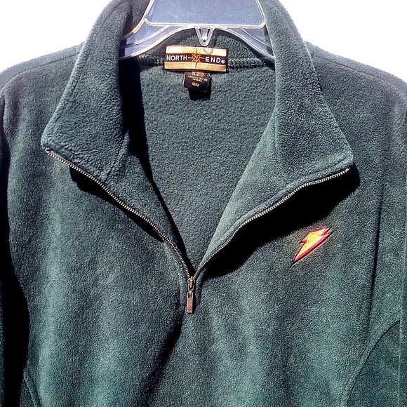 North End Men's Sweater Medium Hunter Green 1/4 Zip Fleece Pullover Orange Bolt - Picture 4 of 13